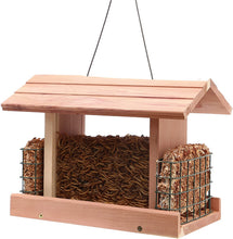 Load image into Gallery viewer, Worth Garden Cedar Wooden Bird Feeder with Double Plastic Window and Metal Mesh