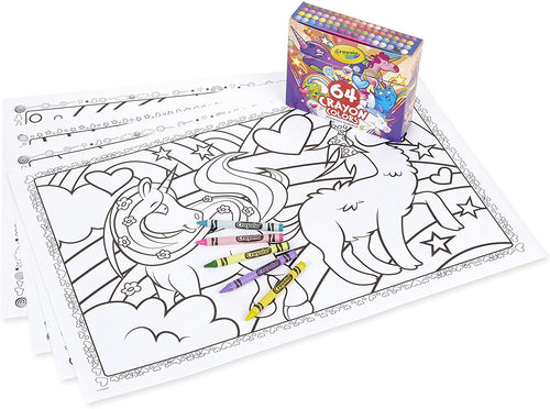 Crayola Uni-Creatures Coloring Pages with Custom Crayon Set, 64 Count, Unicorn Gift for Kids, Age 3, 4, 5, 6, 7