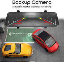Load image into Gallery viewer, Rexing M1 HD Dual Channel Rear View 10” IPS Touch Screen Mirror Dash Cam 1296p + 720p Wide Angle Dashboard Streaming Media Recorder DVR with Rear Camera, G-Sensor, Loop Recording, Backup Camera