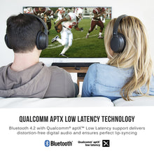 Load image into Gallery viewer, MEE audio Connect Hub Universal Dual Headphone and Speaker Bluetooth Audio Transmitter and Receiver for TV with aptX Low Latency, optical and analog pass-through, extended range, and volume boost