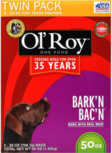 Load image into Gallery viewer, Ol' Roy 50-Ounce Bark'n Bac'n Treats, Twin Pack, Two 25oz. Stay Fresh Pouches