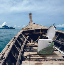 Load image into Gallery viewer, PLAYBERG Portable Travel Toilet for Camping and Hiking (Toilet with Case), Gray, 17" W x 16" D x 14" H