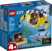Load image into Gallery viewer, LEGO City Ocean Mini-Submarine 60263, Underwater Playset, Featuring a Toy Submarine, Pirate Treasure Chest, Hammerhead Shark Figure and a Pilot Minifigure, Great Gift for Kids, New 2020 (41 Pieces)