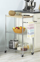 Load image into Gallery viewer, Whitmor Supreme Kitchen and Microwave Cart Wood &amp; Chrome