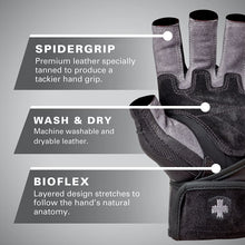 Load image into Gallery viewer, Harbinger Men&#39;s BioFlex WristWrap Weightlifting Gloves with Spider Grip Leather Palm (Pair)