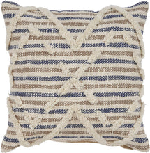 Load image into Gallery viewer, LR Resources PILLO07344BUNIIPL Textured Stripe Throw Pillow, 18" x 18", Blue/Natural