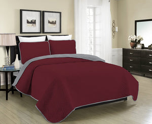 Blissful Living Reversible Luxury Pinsonic Solid Quilt Set Including Shams – Lightweight and Soft for All Year Round Comfort