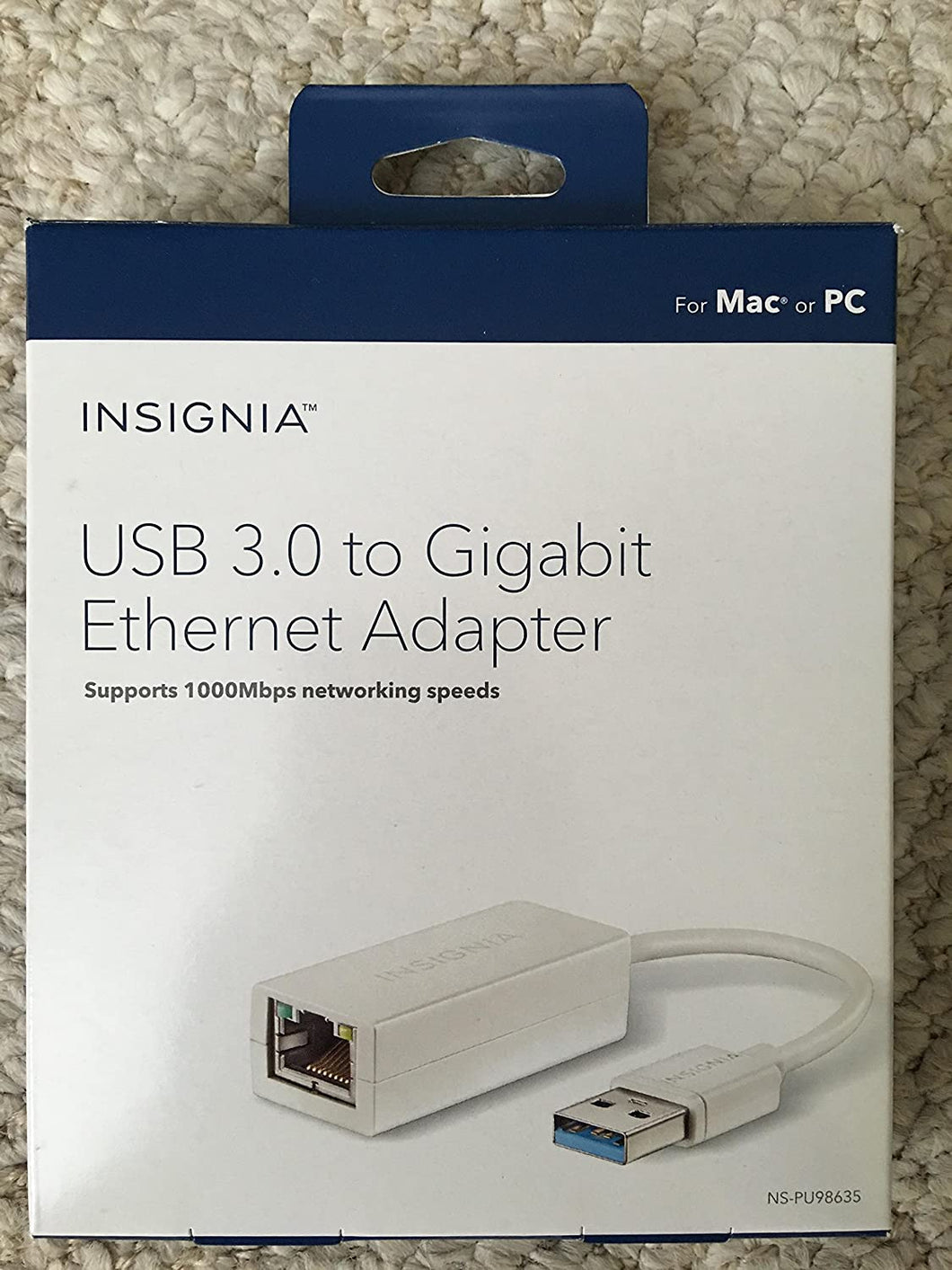 Insignia - USB 3.0-to-Gigabit Ethernet Adapter - White