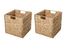 Load image into Gallery viewer, Trademark Innovations Foldable Hyacinth Storage Basket with Iron Wire Frame by (Set of 2), Natural