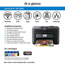 Load image into Gallery viewer, Epson Workforce WF-2860 All-in-One Wireless Color Printer with Scanner, Copier, Fax, Ethernet, Wi-Fi Direct and NFC, Amazon Dash Replenishment Enabled