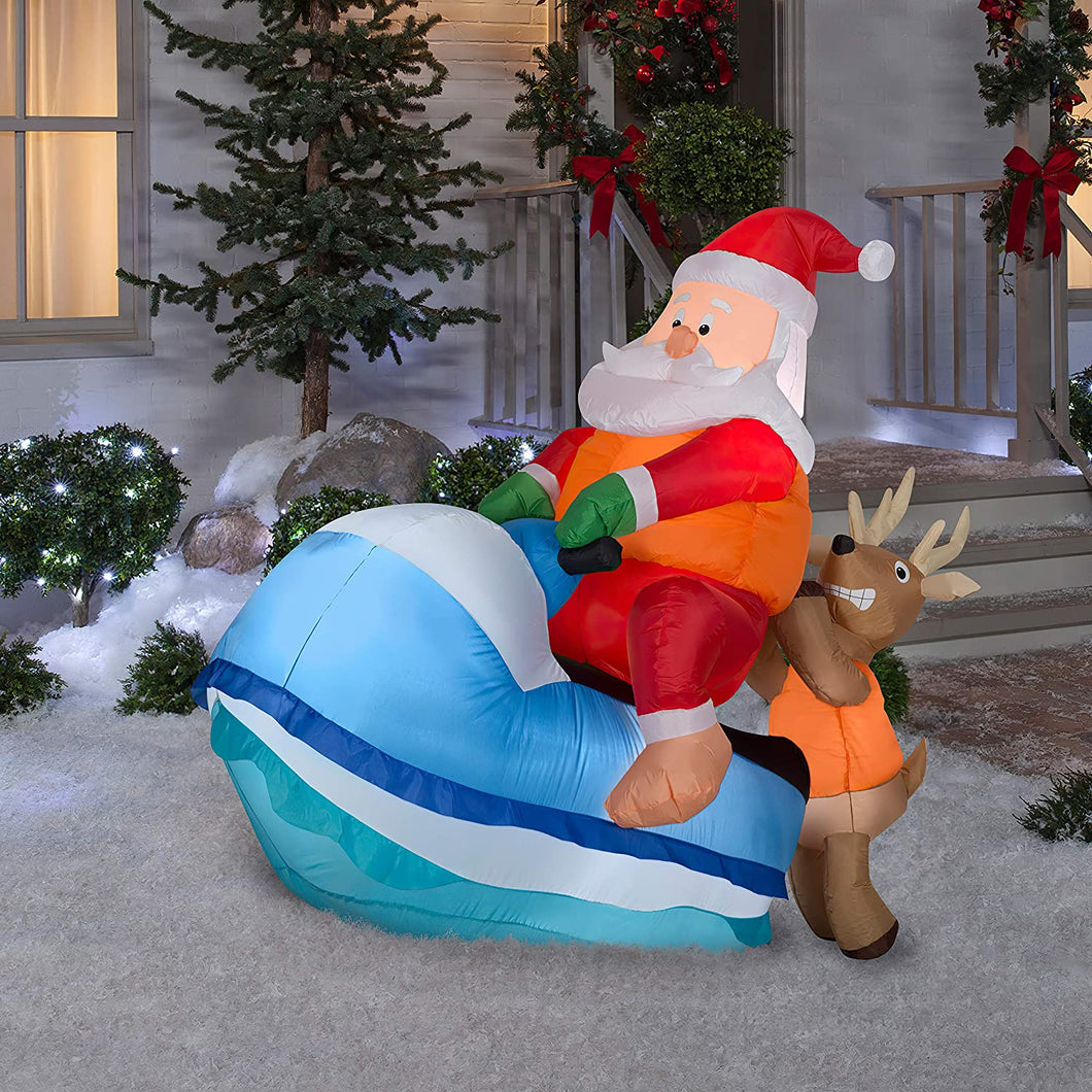 Gemmy 5ft. Airblown Inflatable Santa on Jet Ski Sleigh Scene w/LEDs