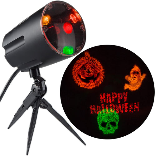 Gemmy Lightshow Projection w/Sound-Halloween Fireworks Indoor/Outdoor Decoration with Pumpkin, Happy Halloween, Ghost and Skull