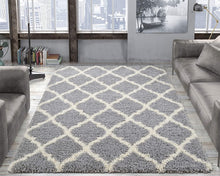 Load image into Gallery viewer, Shaggy Collection Trellis Design Area Rug