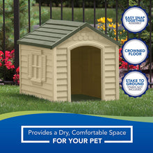 Load image into Gallery viewer, Suncast Outdoor Dog House with Door - Water Resistant and Attractive for Small to Large Sized Dogs - Easy to Assemble - Perfect for Backyards