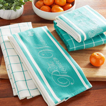 Load image into Gallery viewer, Pioneer Woman Butterfly Kitchen Tea Towels Set of 4 Assorted Teal Mint Aqua