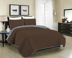Blissful Living Reversible Luxury Pinsonic Solid Quilt Set Including Shams – Lightweight and Soft for All Year Round Comfort