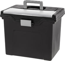 Load image into Gallery viewer, IRIS USA Letter Size Portable File Box with Organizer Lid, Black