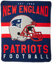 Load image into Gallery viewer, The Northwest Company NFL New England Patriots Singular Fleece Throw, 50-inch by 60-inch, Blue