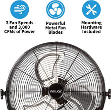 Load image into Gallery viewer, NewAir, WindPro18W, Wall Mounted 18 Inch High-Velocity Industrial Shop Fan with 3 Speed Settings, 3000 CFM,Black
