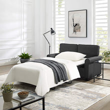 Load image into Gallery viewer, Mainstays Traditional Loveseat Sleeper with Memory Foam Mattress (Black)