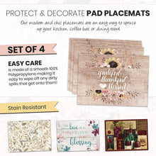 Load image into Gallery viewer, Blissful Living Set of 4 Placemats, Stain Resistant - Decorate Your Kitchen Table with Our Beautiful Rectangle pad placemat