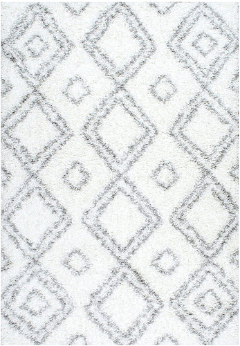 Cozy Soft and Plush Moroccan White Shag Area Rugs, 5 Feet by 8 Feet (5' x 8')