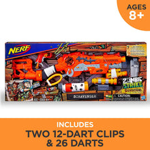 Load image into Gallery viewer, Scravenger Nerf Zombie Strike Toy Blaster with Two 12-Dart Clips, 26 Darts, Light, Barrel Extension, X 40Mm, Stock, 2-Dart Blaster - For Kids, Teens, Adults