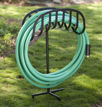 Load image into Gallery viewer, Liberty Garden 647 Manger Style Metal Garden Hose Stand, Holds 125-Feet of 5/8-Inch Hose - Black
