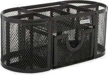 Load image into Gallery viewer, Rolodex Mesh Pencil Cup Organizer, Four Compartments, Steel, 9 1/3"x4 1/2"x4", Black (1746466)