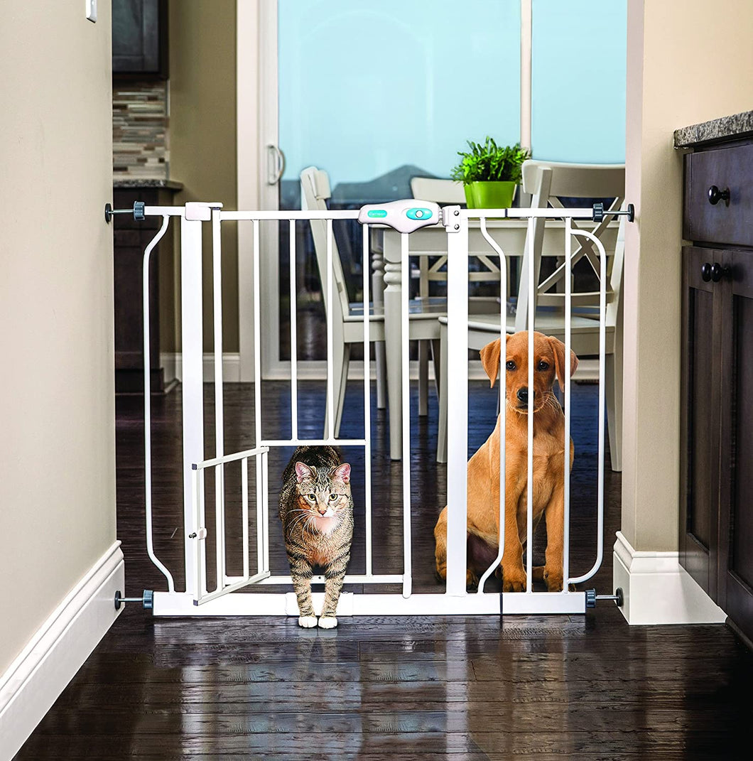 Carlson Pet Products Metal Walk Through Extra Wide Pet Gate, White
