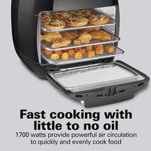 Load image into Gallery viewer, Hamilton Beach 11.6 QT Digital Air Fryer Oven with Rotisserie and Rotating Basket, 8 Pre-Set Functions including Dehydrator, Roaster &amp; Toaster, 1700W, Black (35070)