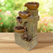 Load image into Gallery viewer, Alpine Corporation WCT726 Tiering Pots Fountain, 17 Inch Tall, Brown