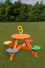 Load image into Gallery viewer, Creative Cedar Designs 7605 Childrens Wooden w/Seats Picnic Table, Cedar Wood with Blue, Green, Red, Yellow
