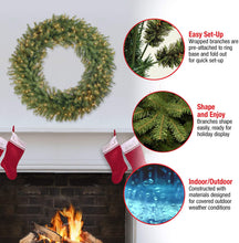 Load image into Gallery viewer, National Tree Company Pre-lit Artificial Christmas Wreath| Includes Pre-strung White Lights | Norwood Fir - 48 inch