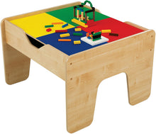 Load image into Gallery viewer, KidKraft 2-in-1 Reversible Top Activity Table with 200 Building Bricks &amp; 30Piece Wooden Train Set - Natural, 28.5" x 24" x 3.25"