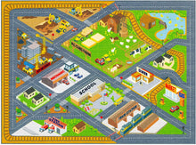 Load image into Gallery viewer, KC CUBS Playtime Collection Country Farm Road Map with Construction Site Educational Learning Area Rug Carpet for Kids and Children Bedroom and Playroom