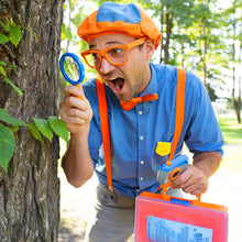 Load image into Gallery viewer, Blippi Detective Roleplay Set - Carry Case, Camera, Personalized Yellow Badge, Magnifying Glass, Activity Sheets for Ultimate Toddler and Young Child Mystery Adventure - Exclusive Content Included