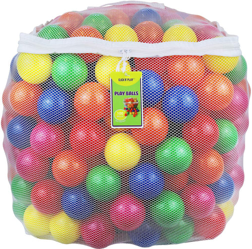 Click N' Play Pack of 100 Phthalate Free BPA Free Crush Proof Plastic Ball, Pit Balls - 6 Bright Colors in Reusable and Durable Storage Mesh Bag with Zipper