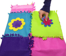 Load image into Gallery viewer, Made By Me Easy to Knot Quilt Making Kit by Horizon Group USA, No Sewing, No Cutting, 59 in. x 39 in. Fleece Blanket, Pre-Cut Squares &amp; Felt Decals (57964F)