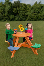 Load image into Gallery viewer, Creative Cedar Designs 7605 Childrens Wooden w/Seats Picnic Table, Cedar Wood with Blue, Green, Red, Yellow