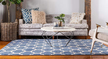 Load image into Gallery viewer, Unique Loom Trellis Collection Moroccan Lattice Light Blue Area Rug (5' x 8')
