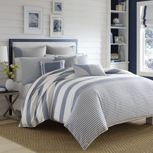 Load image into Gallery viewer, Nautica Home | Fairwater Collection | 100% Cotton Mediterranean Inspired Design Herringbone Weave Comforter Matching Sham, 2-Piece Bedding Set, Twin, Blue