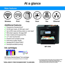 Load image into Gallery viewer, Epson Workforce Pro WF-4740 Wireless All-in-One Color Inkjet Printer, Copier, Scanner with Wi-Fi Direct, Amazon Dash Replenishment Enabled