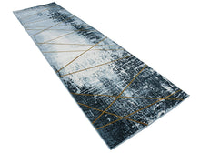 Load image into Gallery viewer, Unique Loom Chimera Collection Modern Abstract Rustic Dark Blue Runner Rug (3' x 10')
