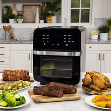Load image into Gallery viewer, NUWAVE BRIO 14-Quart Large Capacity Air Fryer Oven with Digital Touch Screen Controls and Integrated Digital Temperature Probe; 3 Heavy-Duty NEVER-RUST Stainless Steel Mesh Racks Great for Multi-Level Family Meals; Drip Tray; Rotisserie Kit includes Skew