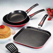 Load image into Gallery viewer, Tramontina 3 Pk EveryDay Red Nonstick Fry Pan/Griddle Set