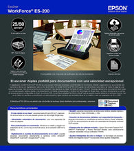 Load image into Gallery viewer, Epson WorkForce ES-200 Color Portable Document Scanner with ADF for PC and Mac, Sheet-fed and Duplex Scanning