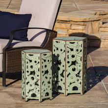 Load image into Gallery viewer, Wayne Outdoor Iron Accent Tables, Set of 2, Antique Green by Jur_Global