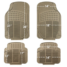 Load image into Gallery viewer, FH Group F11305BEIGE Tan All Weather Floor Mat, 4 Piece (Full Set Trimmable Heavy Duty)