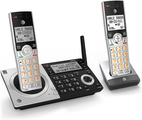 AT&T CL83207 DECT 6.0 Expandable Cordless Phone with Smart Call Blocker, Silver/Black with 2 Handsets